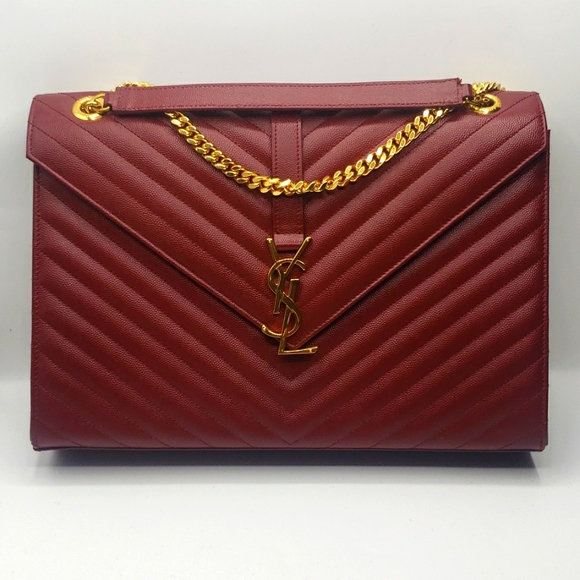 YVES SAINT LAURENT BAG SIZE LARGE COLOR BURGUNDY 100% Authentic NEW - Picture 1 of 12